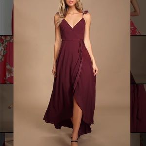 Here’s to Us Burgundy High-Low Wrap, Size Med